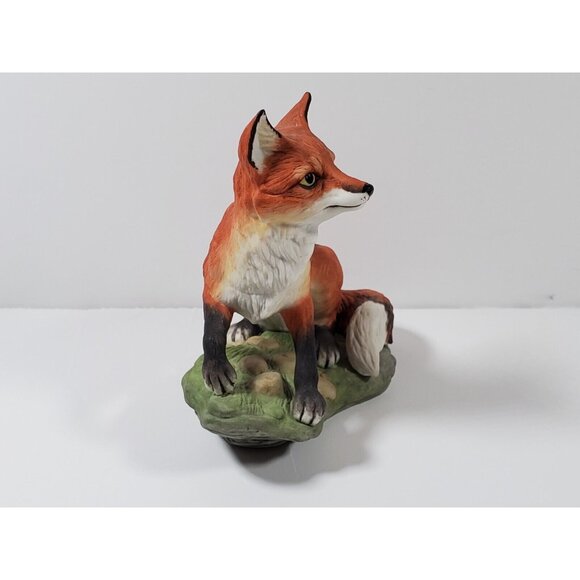 Edward Boehm Porcelain Fox Sculpture 40108 On Rocky Base - Picture 2 of 7